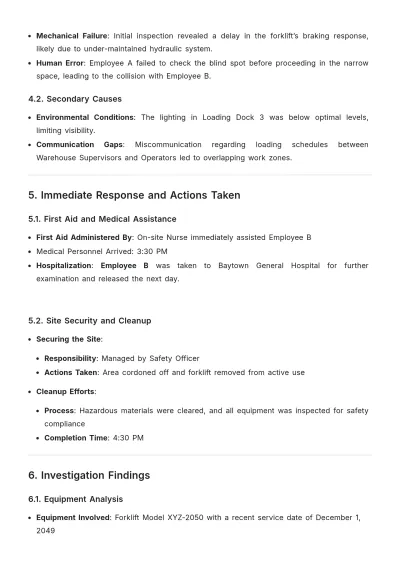 Free Sample Accident Report Template to Edit Online
