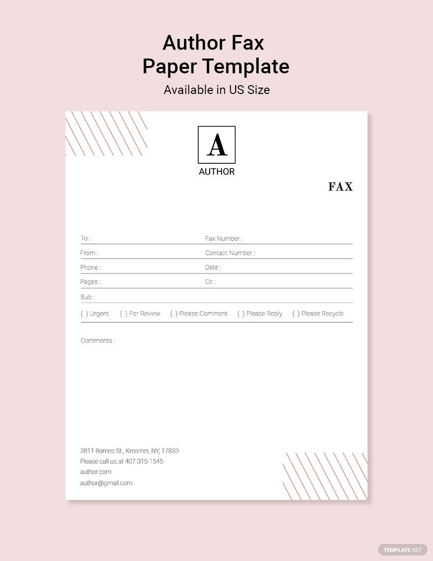 Free Author Fax Paper Template