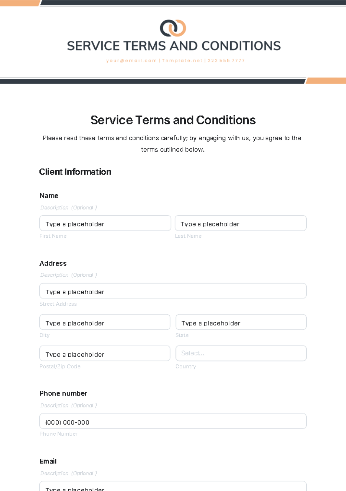 Service Terms and Conditions Template