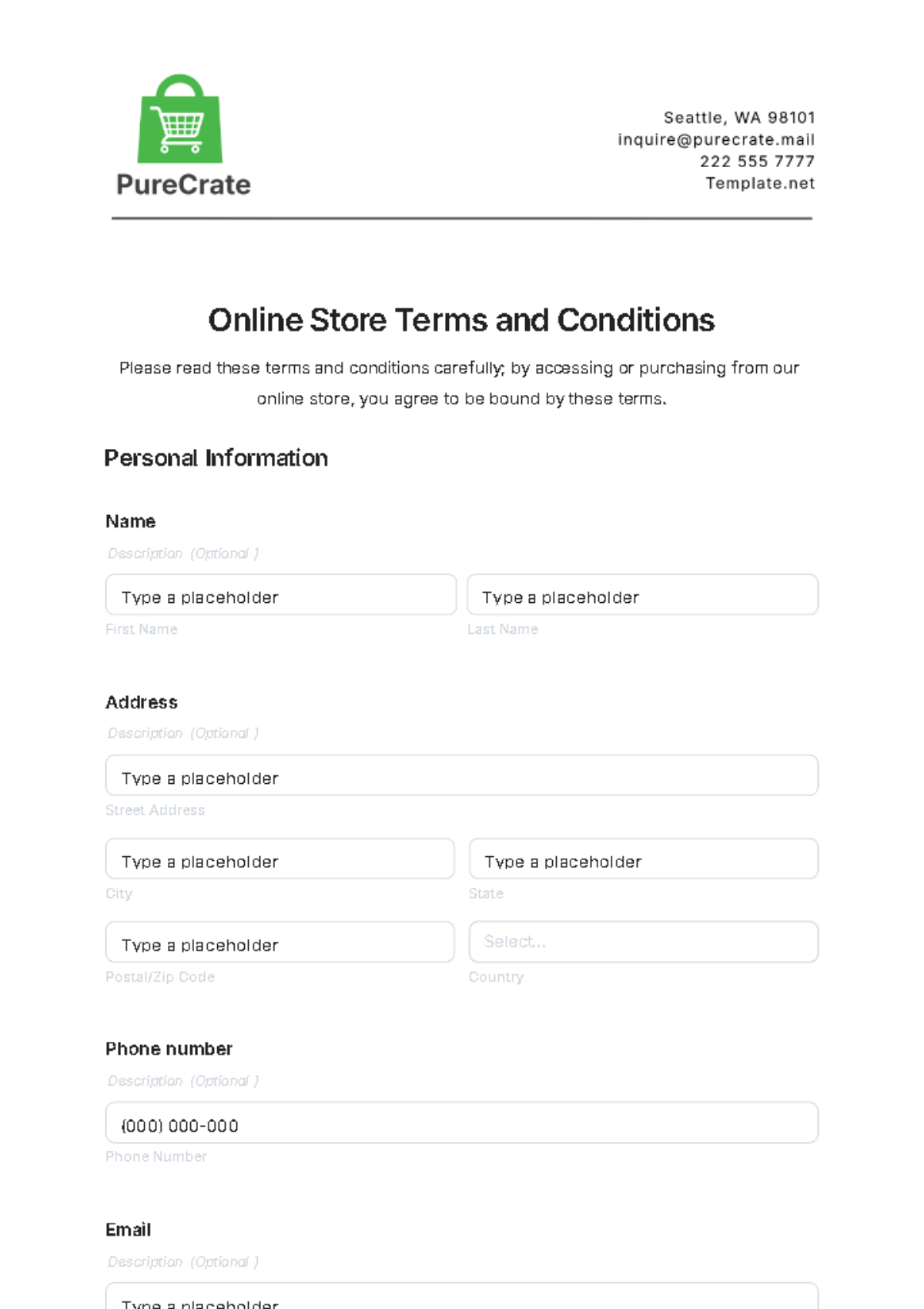 Online Store Terms and Conditions Template