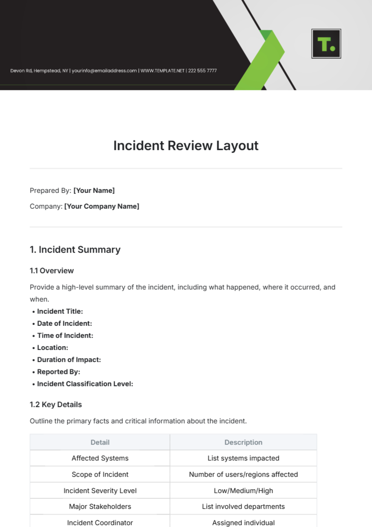 Incident Review Layout Template - Edit Online & Download