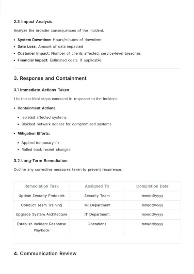 Free Incident Review Layout Template to Edit Online