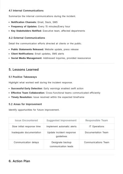 Free Incident Review Layout Template to Edit Online