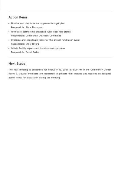 Free Church Council Meeting Minute Template to Edit Online