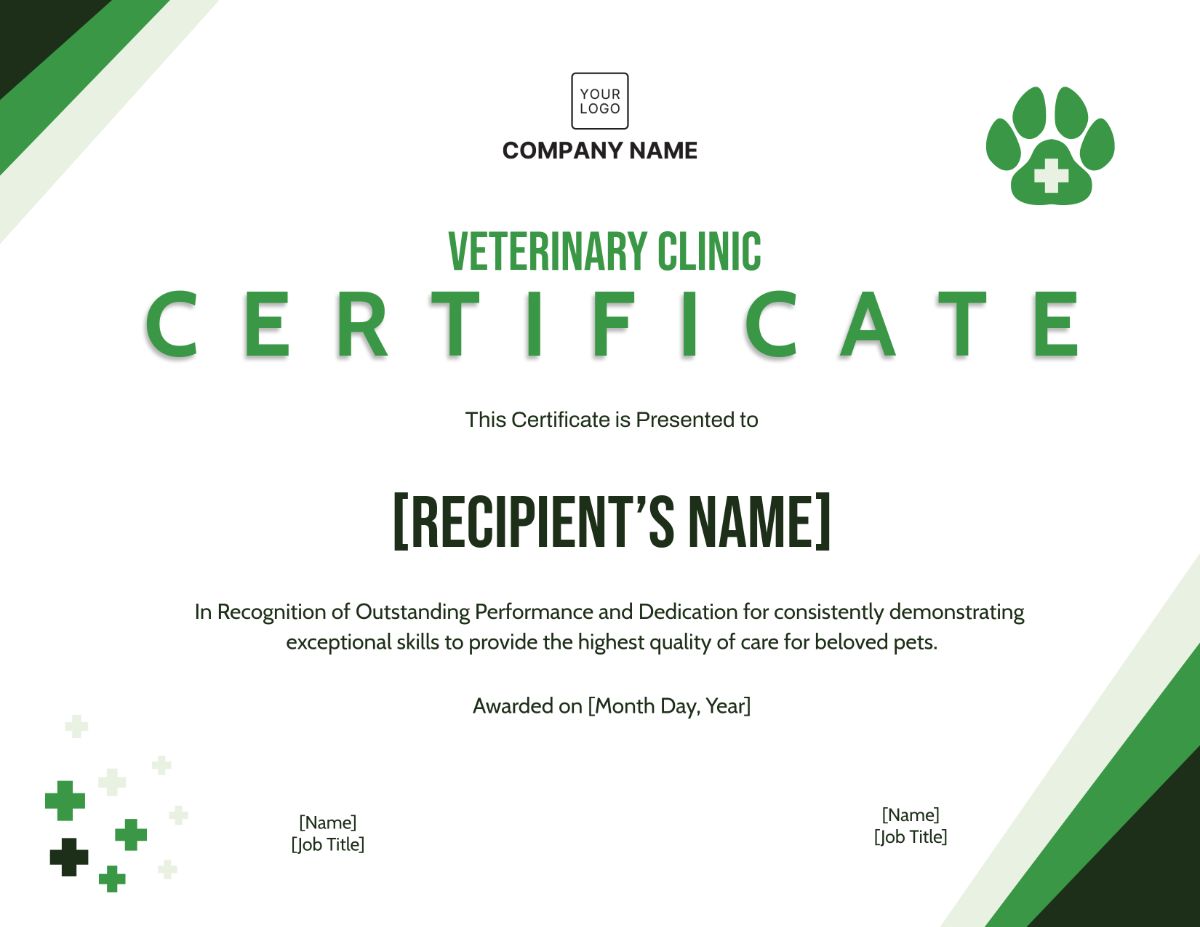 Veterinary Clinic Certificate Template - Edit Online & Download