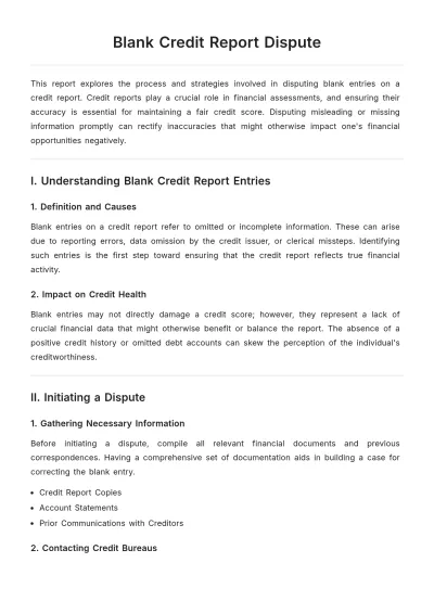 Free Blank Credit Report Dispute Template to Edit Online