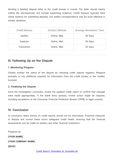 Free Blank Credit Report Dispute Template to Edit Online