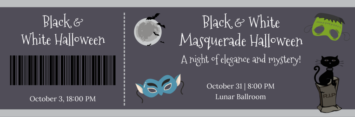 Black and White Halloween Ticket Template - Edit Online & Download