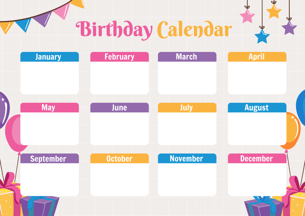 Happy Birthday Calendar Template