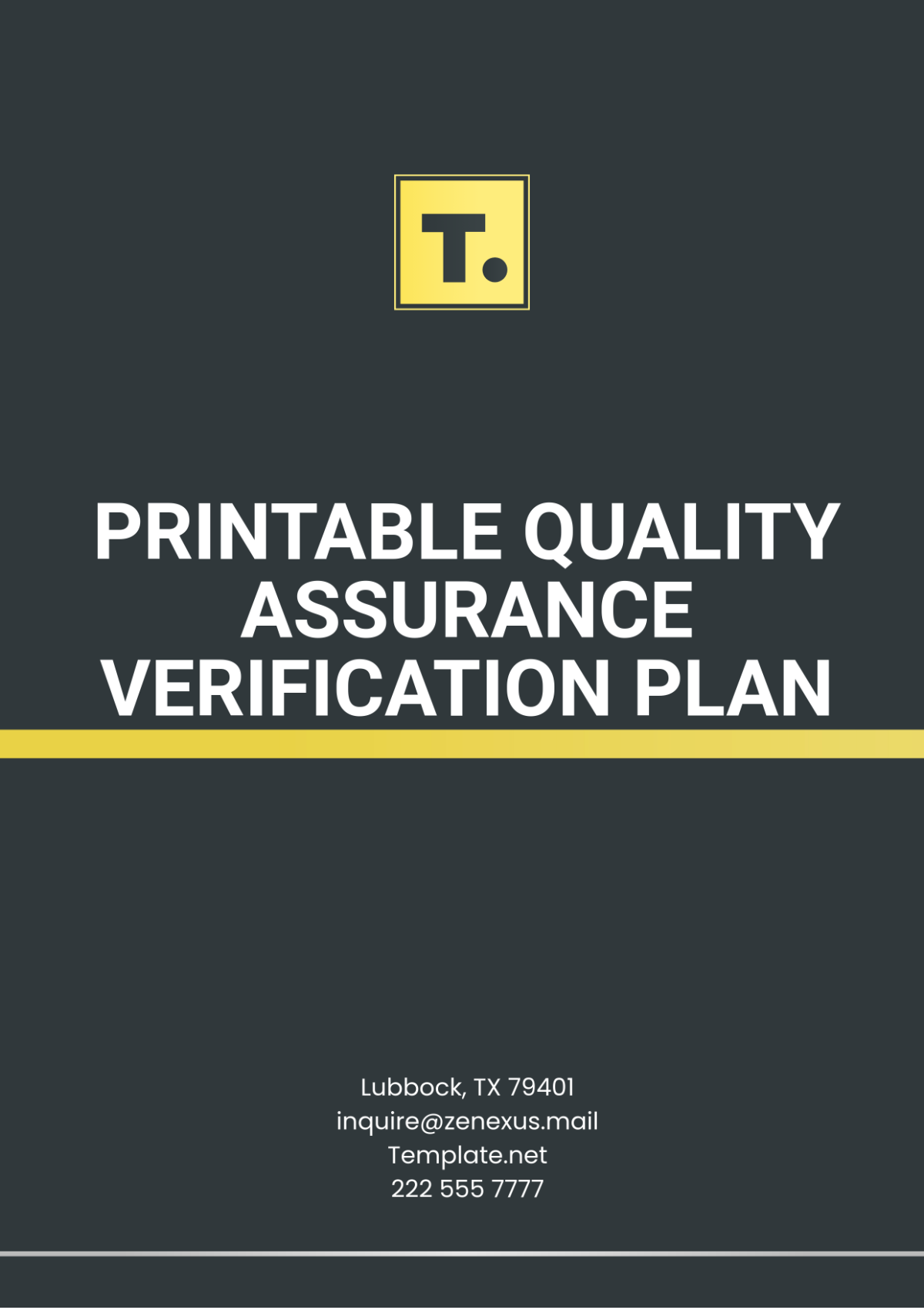 Printable Quality Assurance Verification Plan Template