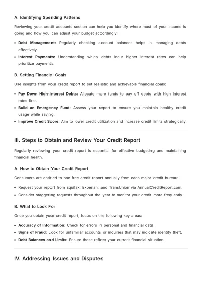 Free Credit Report for Budgeting Template to Edit Online