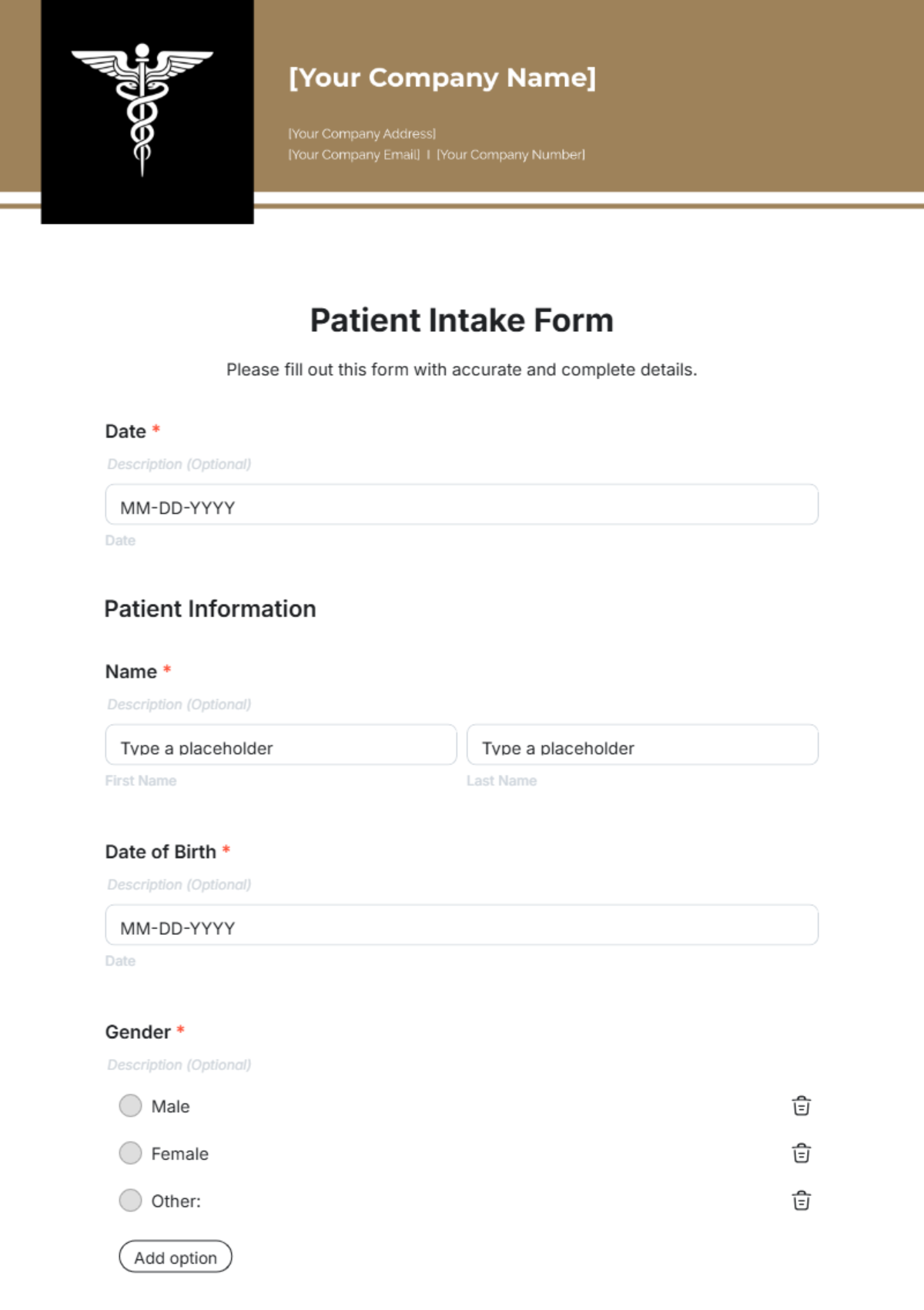 Patient Intake Form Template - Edit Online & Download