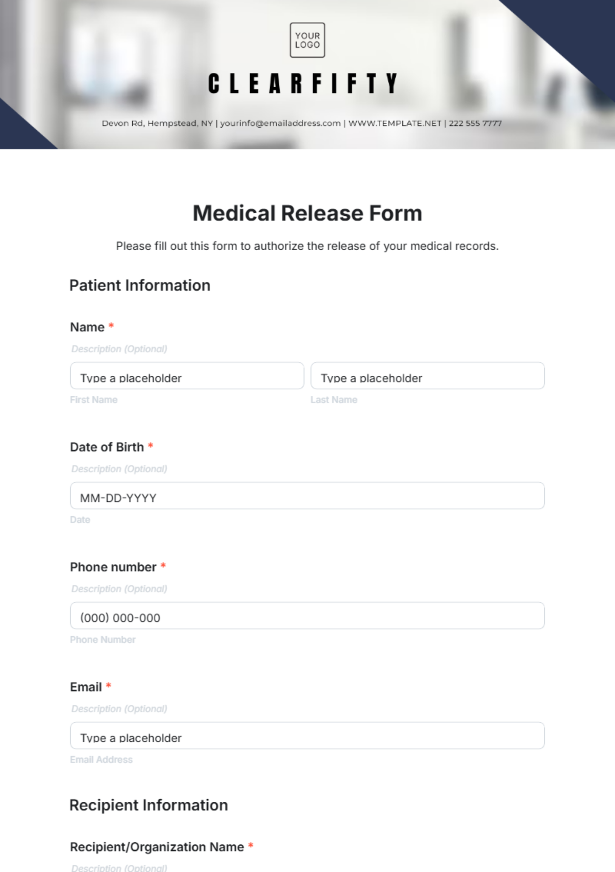 Medical Release Form Template - Edit Online & Download