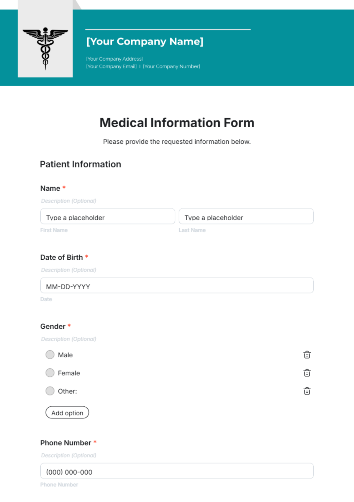 Medical Information Form Template - Edit Online & Download