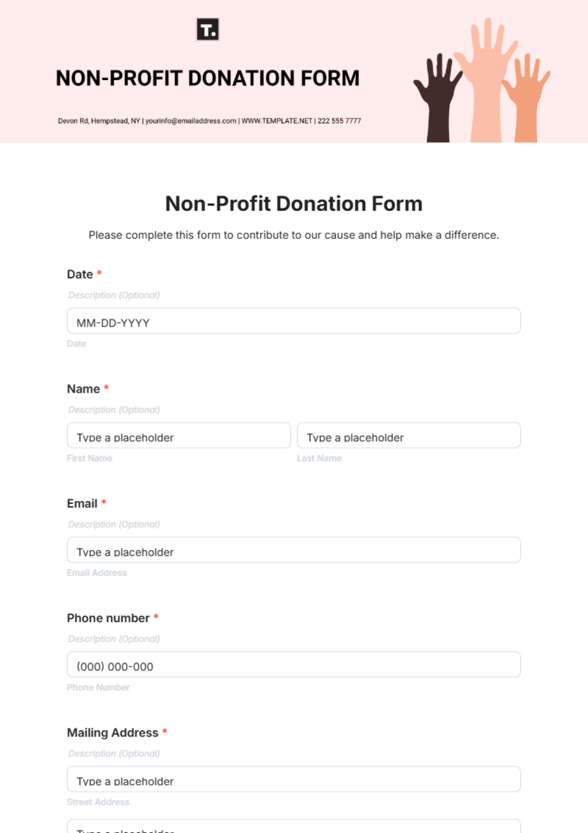 Non-Profit Donation Form Template - Edit Online & Download