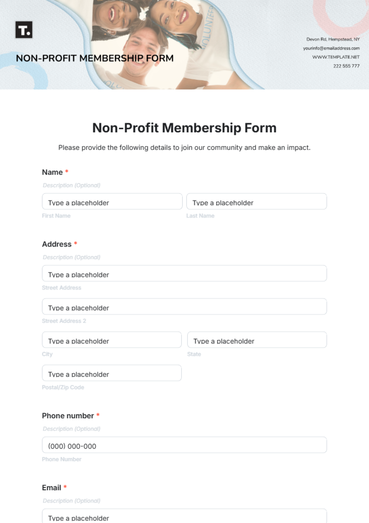 Non-Profit Membership Form Template - Edit Online & Download