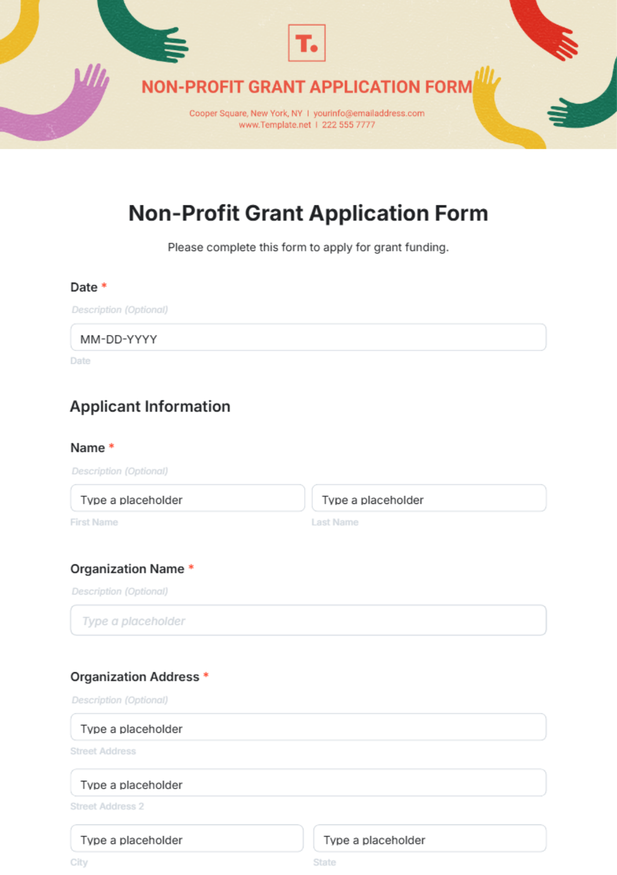 Non-Profit Grant Application Form Template - Edit Online & Download