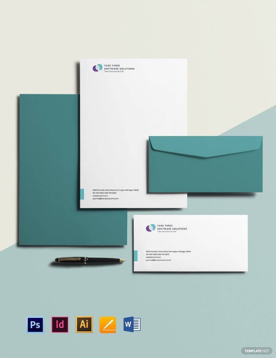 Free Simple IT & Software Envelope Template Illustrator, InDesign