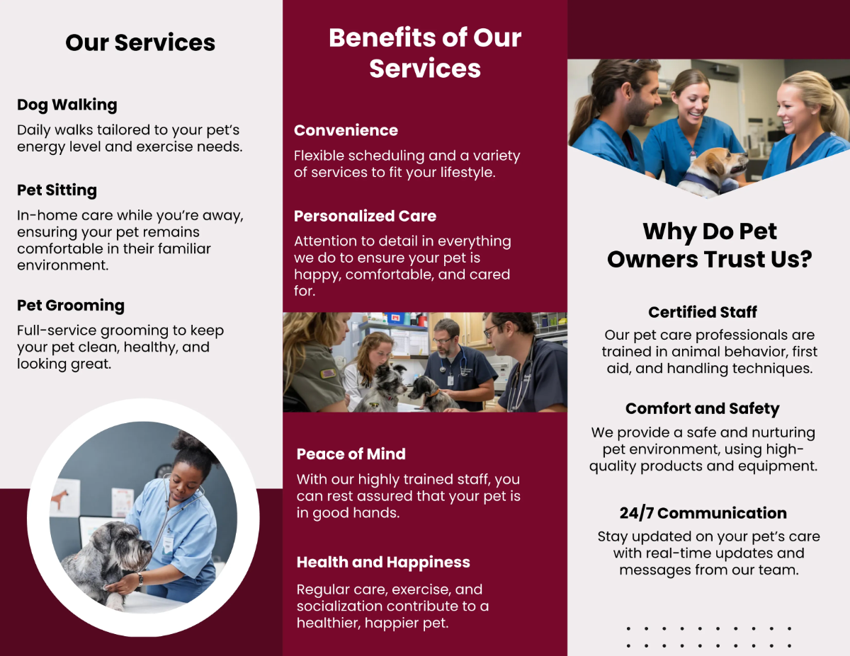 Free Pet Care Brochure Template to Edit Online