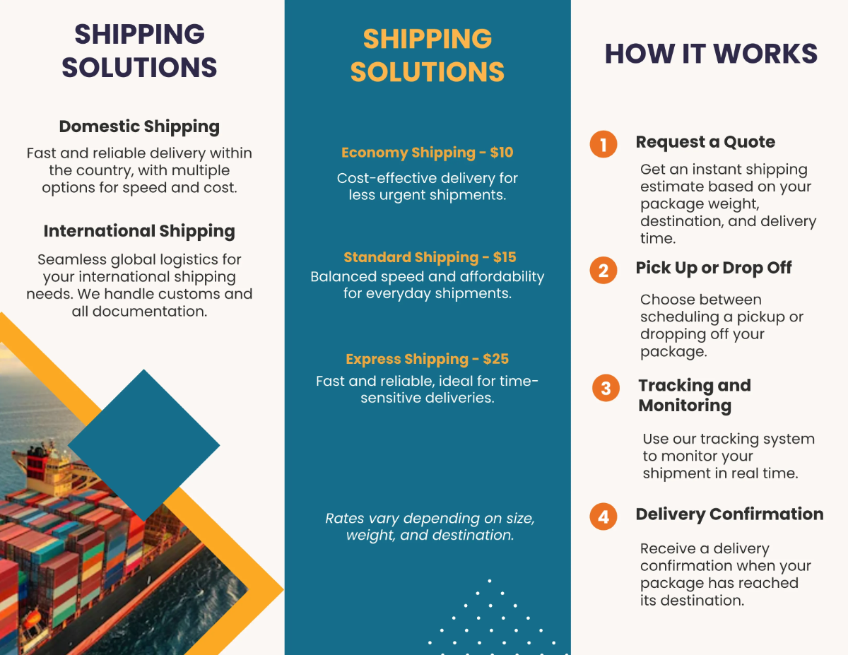 Free Shipping Company Brochure Template to Edit Online