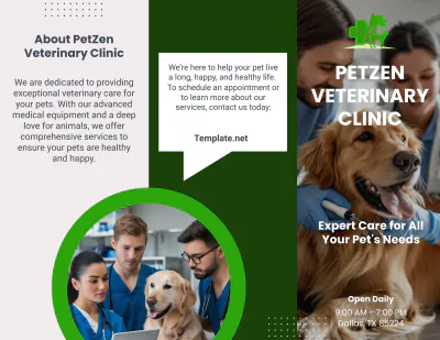 Free Veterinary Clinic Brochure Template to Edit Online