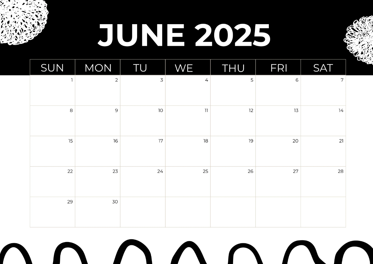 Free Black and White 2025 Calendar Template to Edit Online