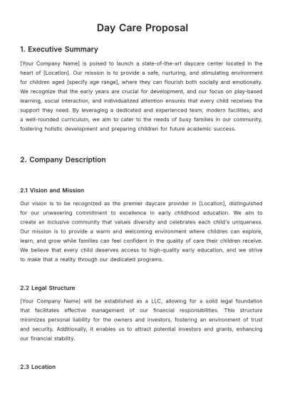Free Day Care Proposal Template to Edit Online