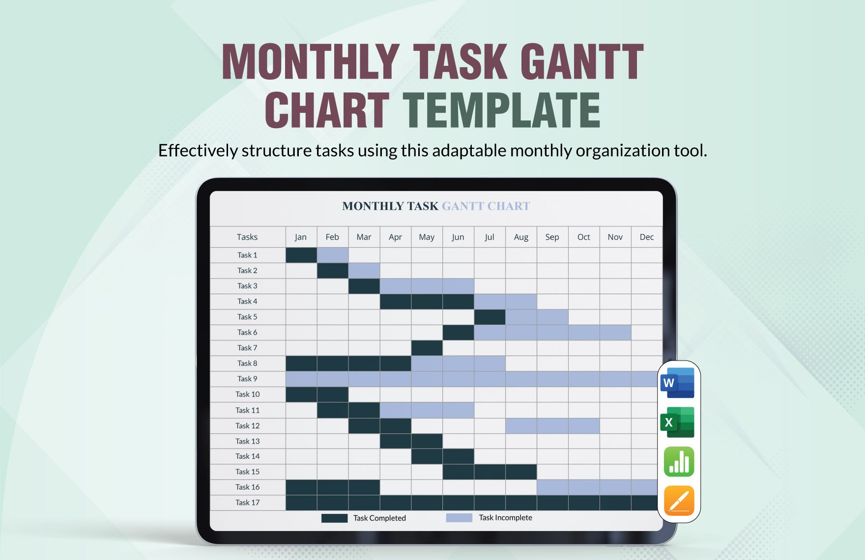 Monthly Task Gantt Chart Template