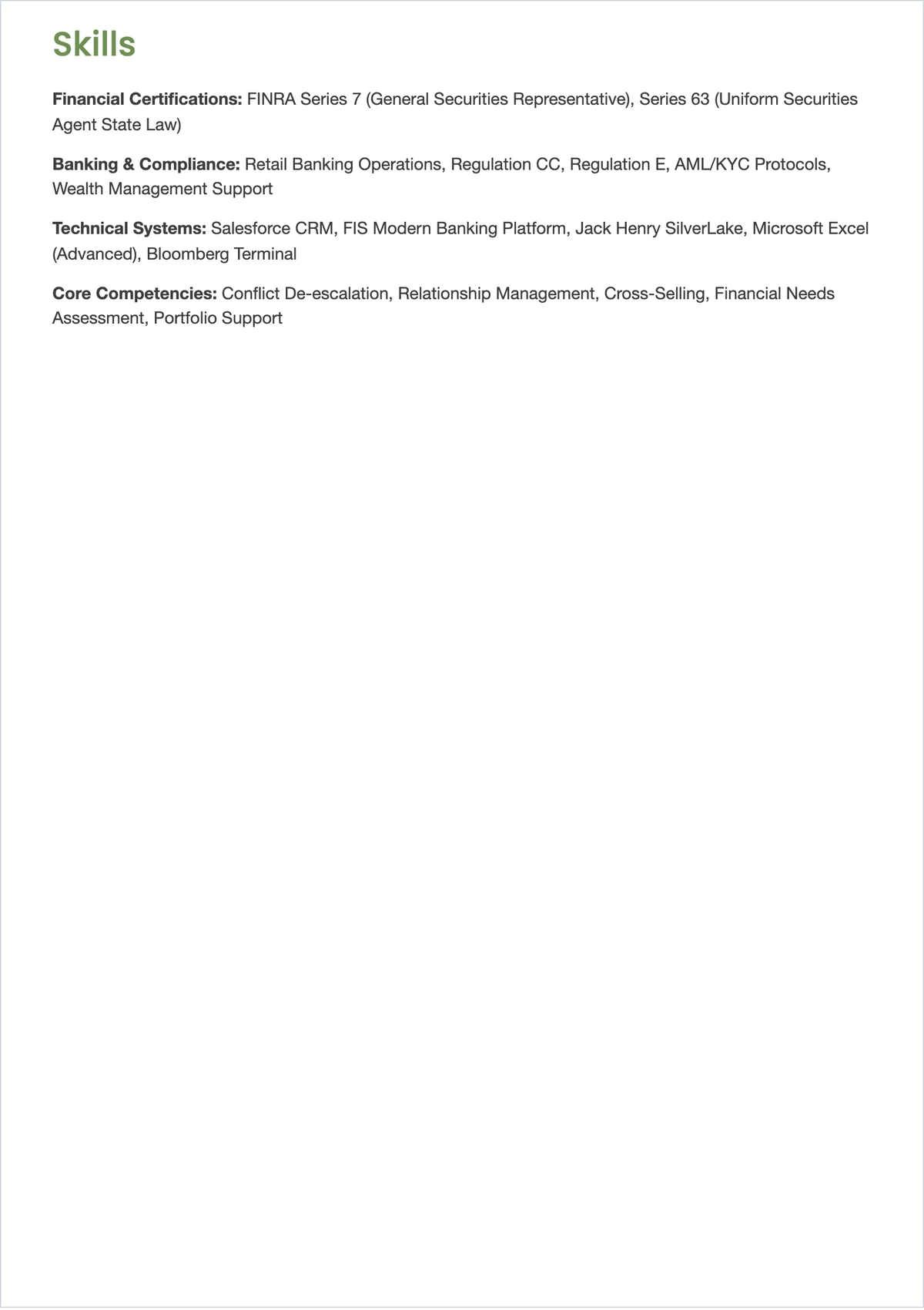 Free Finance Customer Service ATS Resume Template, AI Resume Builder