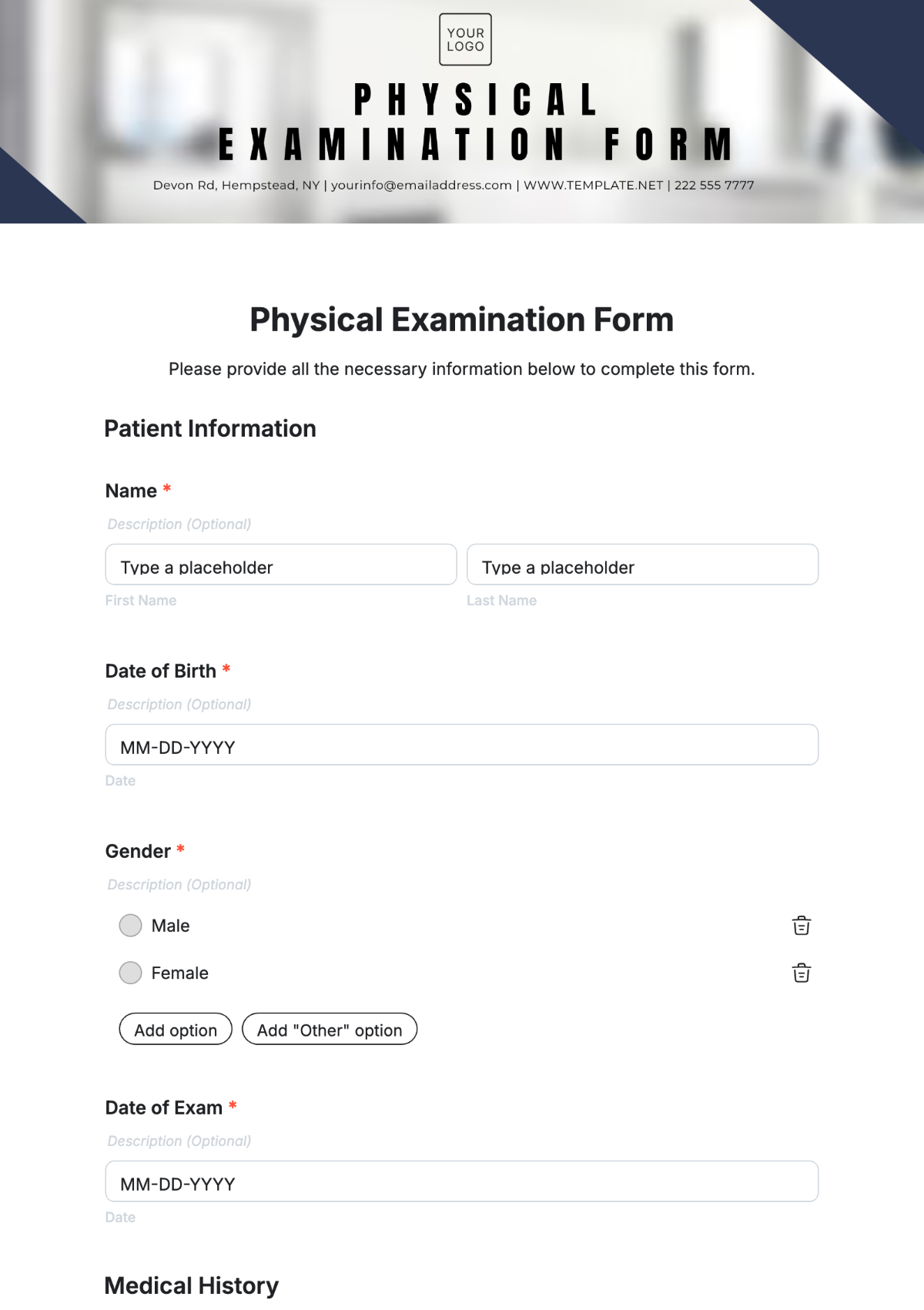 Physical Examination Form Template - Edit Online & Download