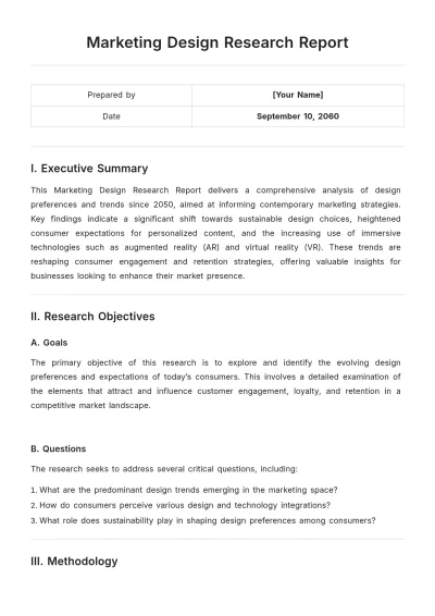 Free Marketing Design Research Report Template to Edit Online