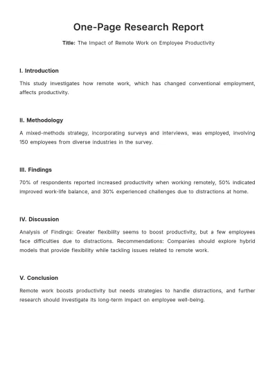 Free One-Page Research Report Template to Edit Online