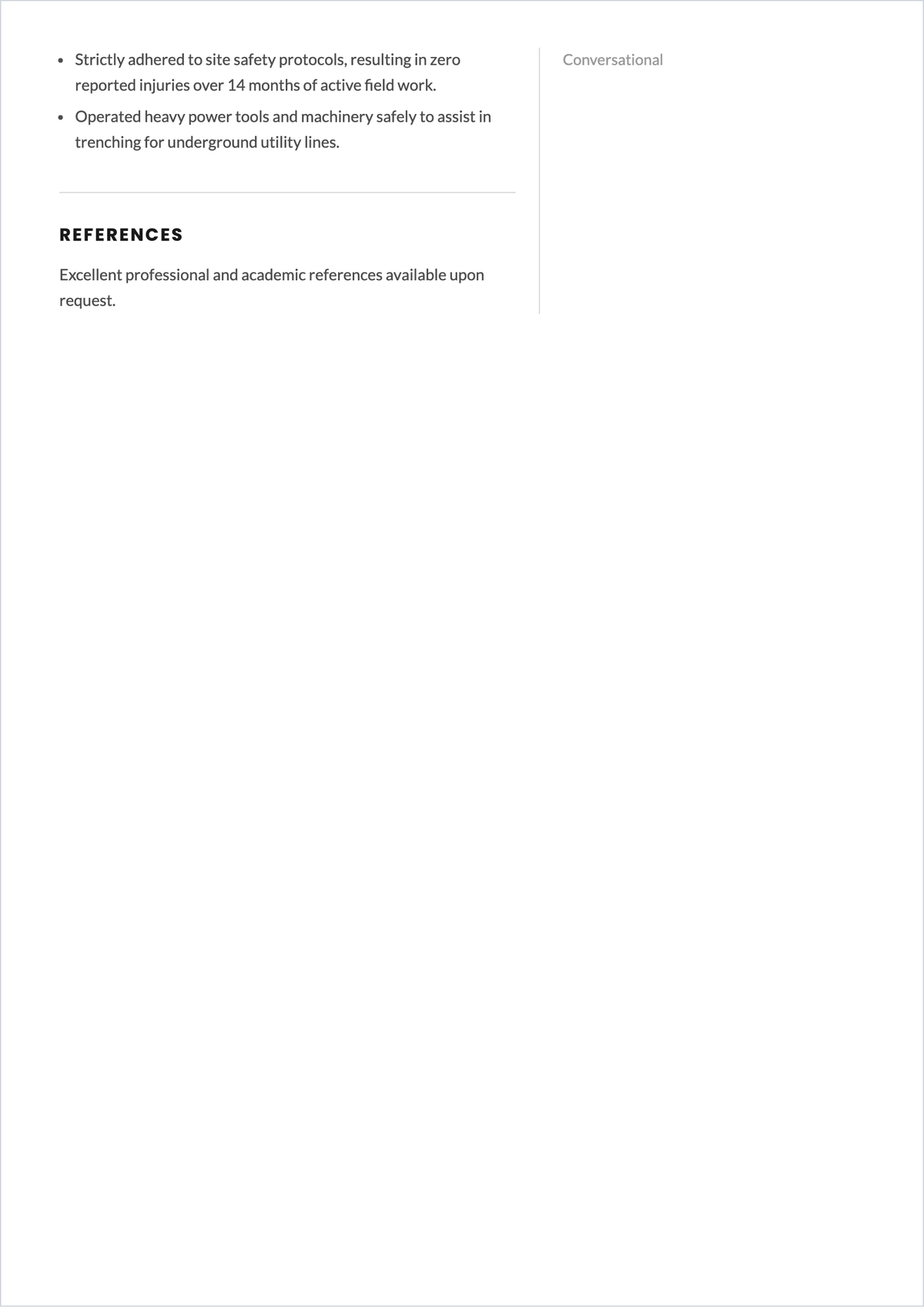 Free Sample Electrician Apprentice ATS Resume Template