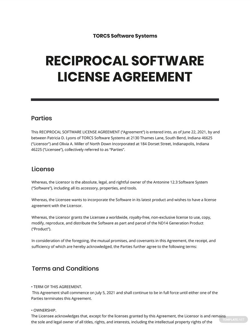 Software License Agreement Template Word