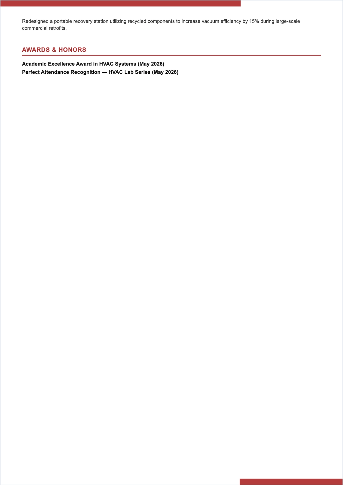 Free HVAC Technician Apprentice ATS Resume Template, AI Resume Builder