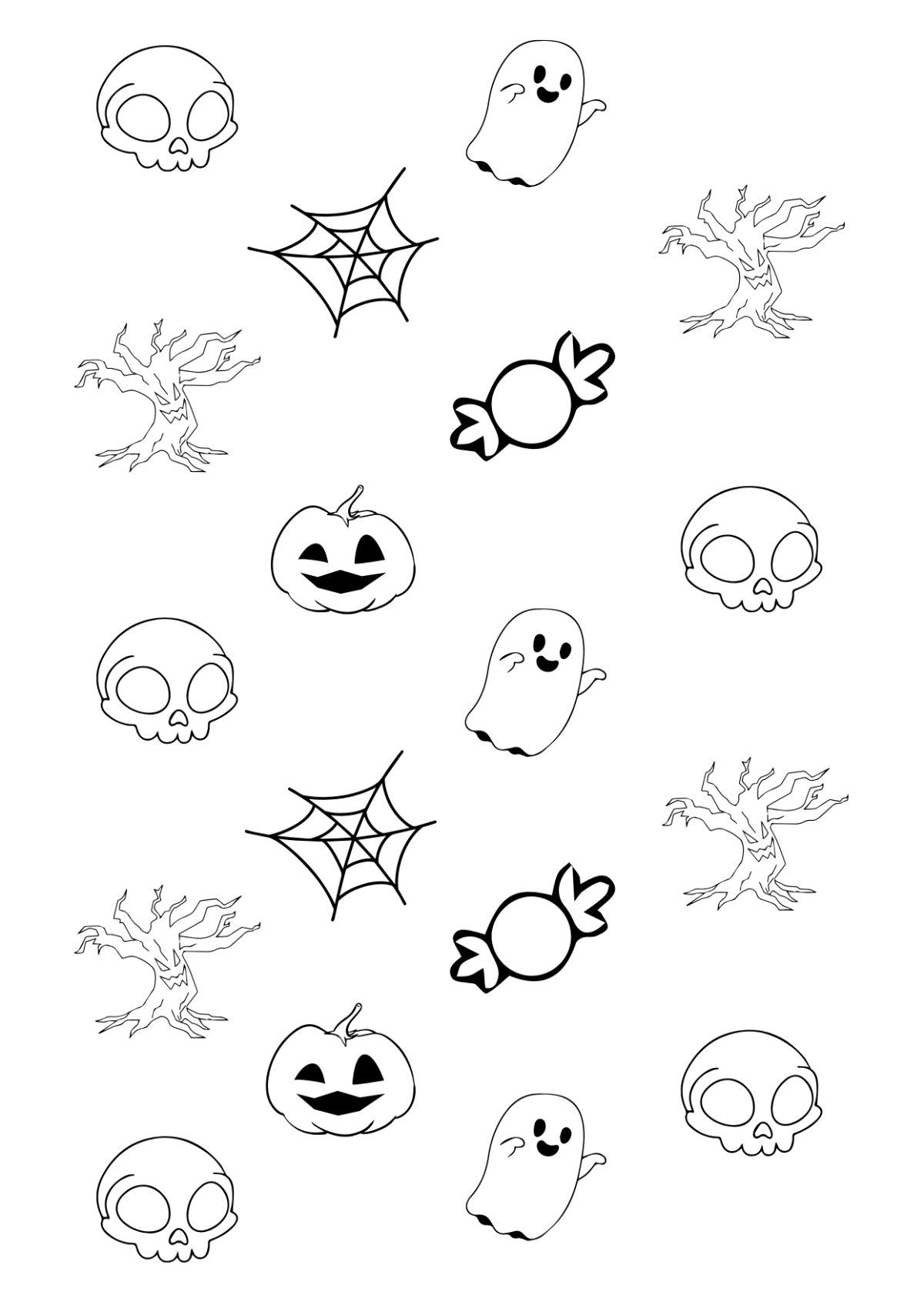 Halloween Drawing Pattern Template