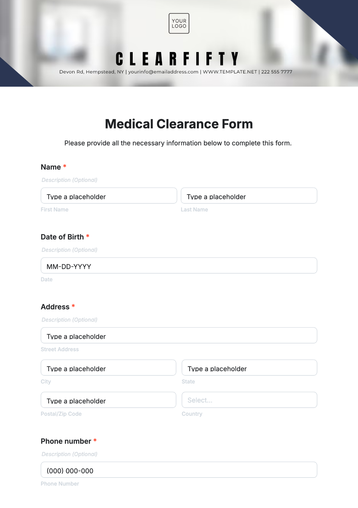 Medical Clearance Form Template - Edit Online & Download