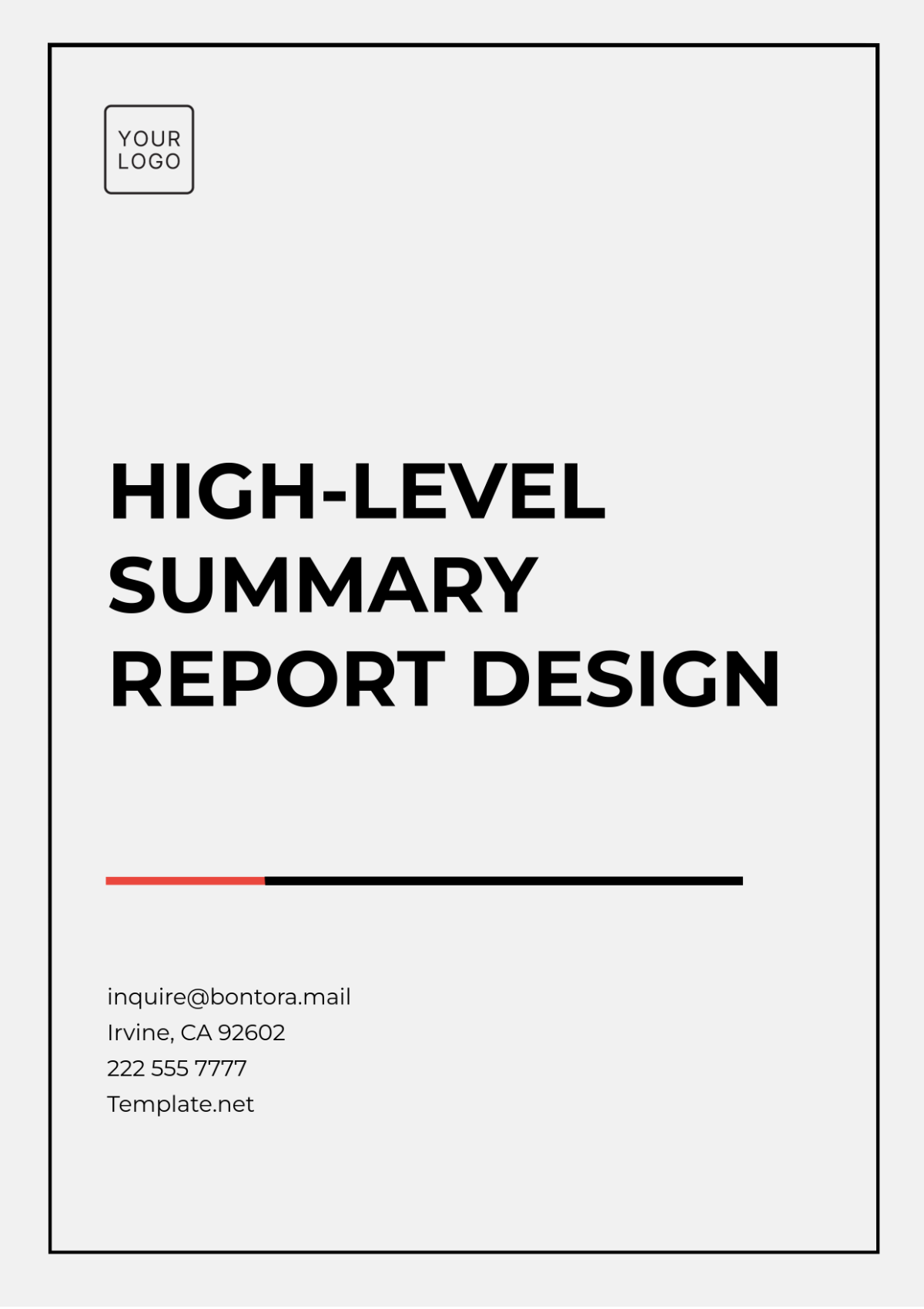 High-Level Summary Report Design Template - Edit Online & Download