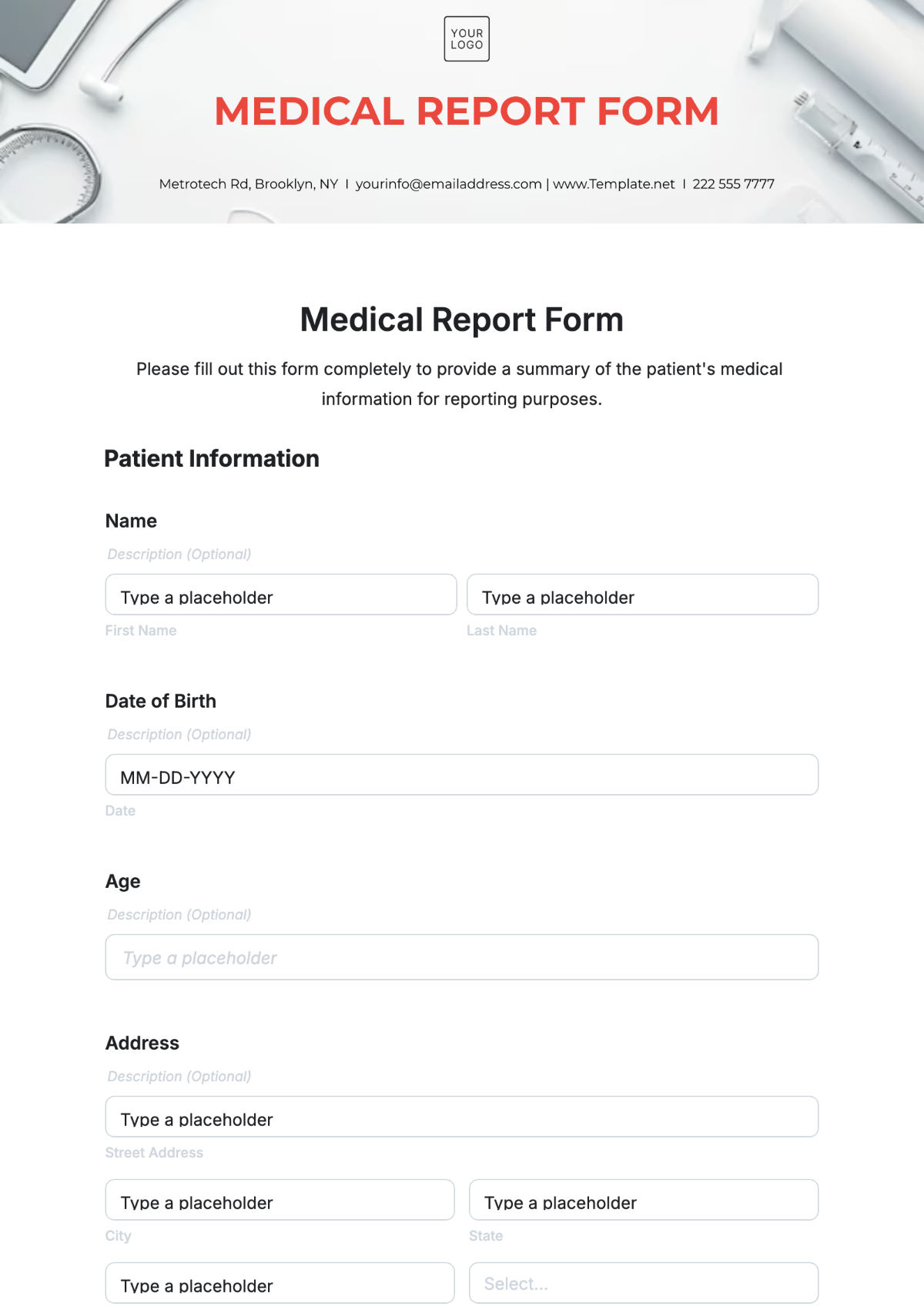 Medical Report Form Template - Edit Online & Download