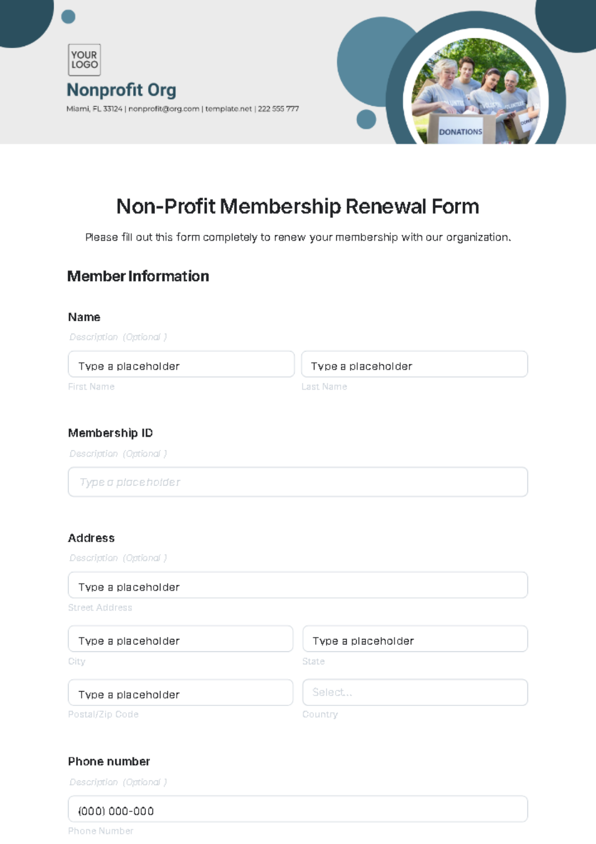 Non-Profit Membership Renewal Form Template - Edit Online & Download