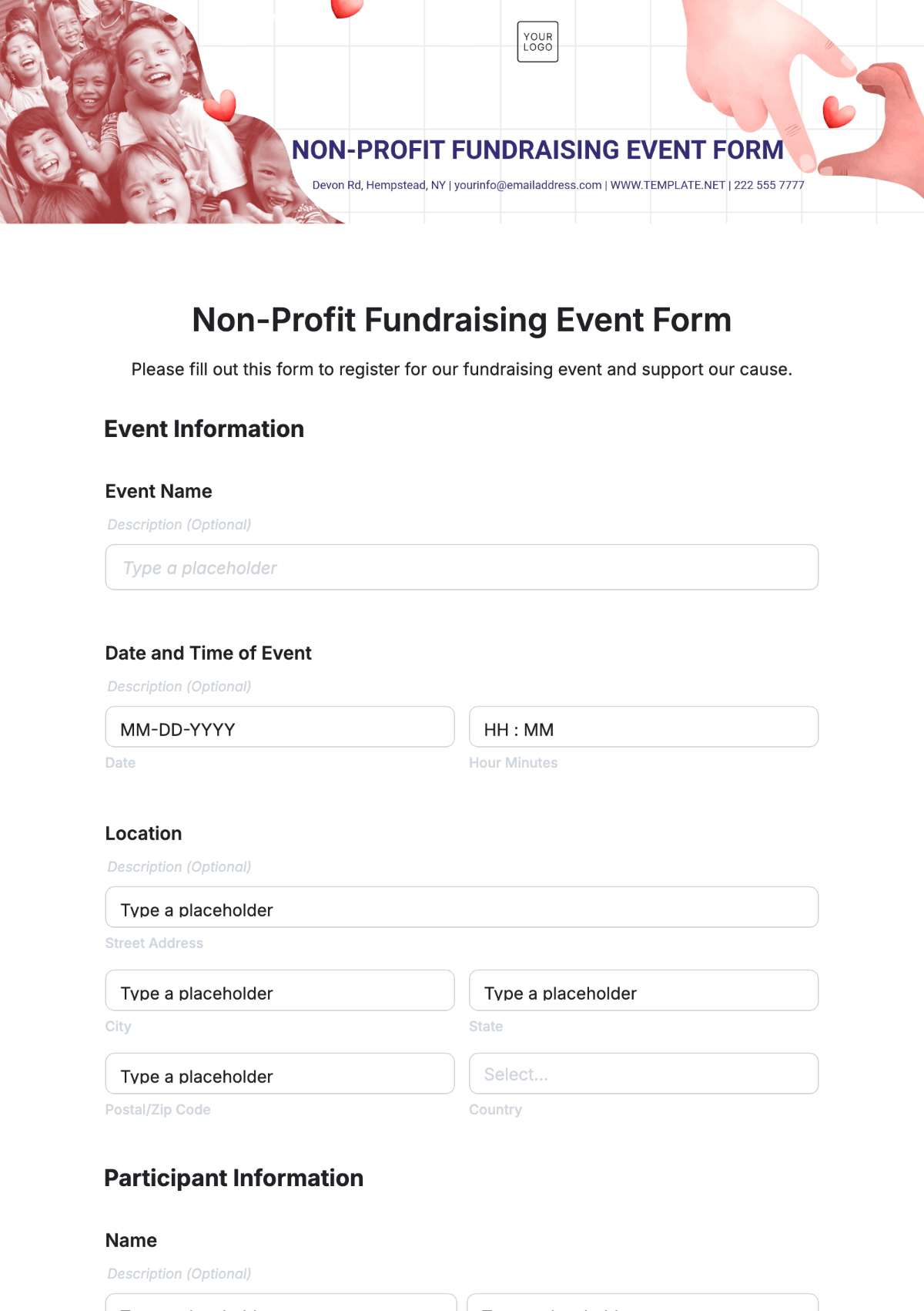 Non-Profit Fundraising Event Form Template - Edit Online & Download