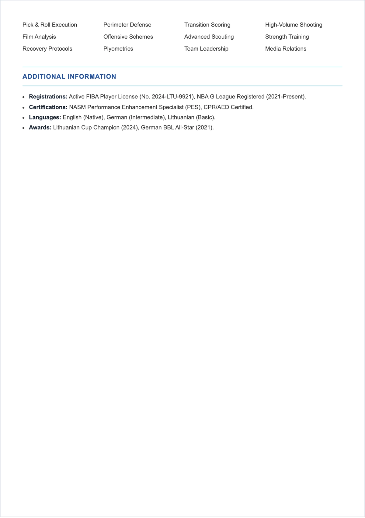 Free Sample Player ATS Resume Template, AI Resume Builder