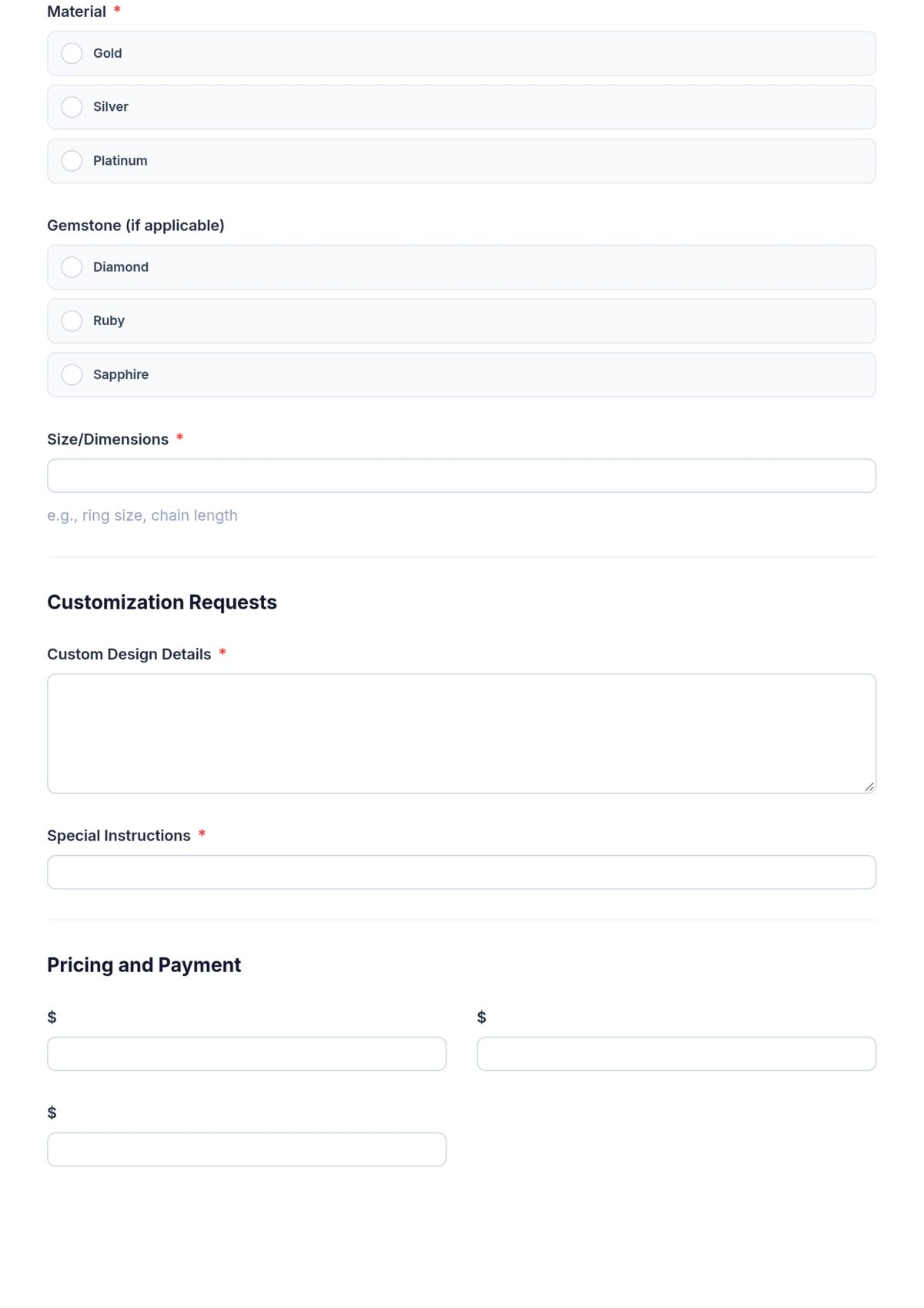 Free Jewelry Store Order Form Template & AI Maker Free Jewelry Store Order Form Template & AI Maker