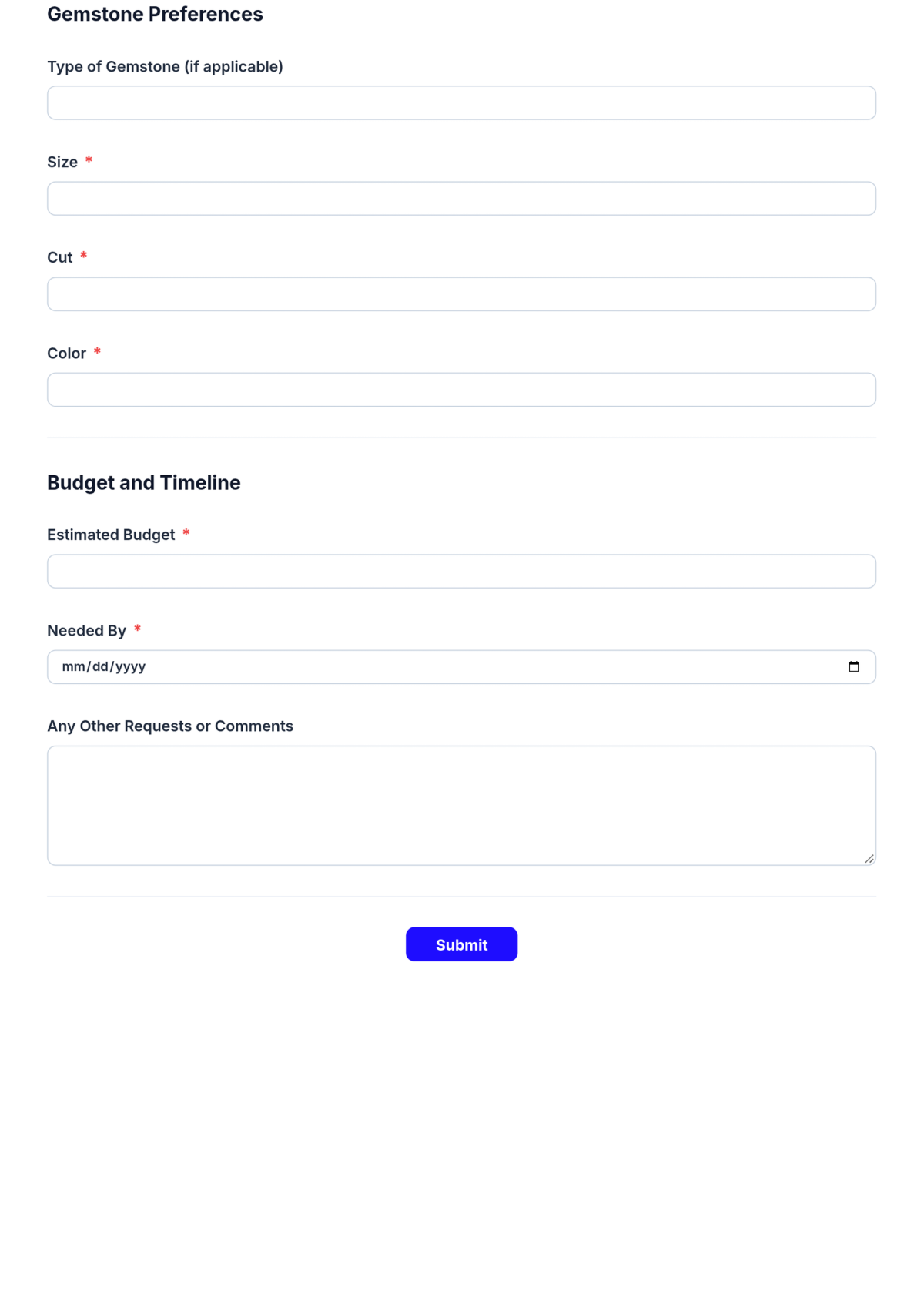 Free Jewelry Store Request Form Template & AI Maker Free Jewelry Store Request Form Template & AI Maker
