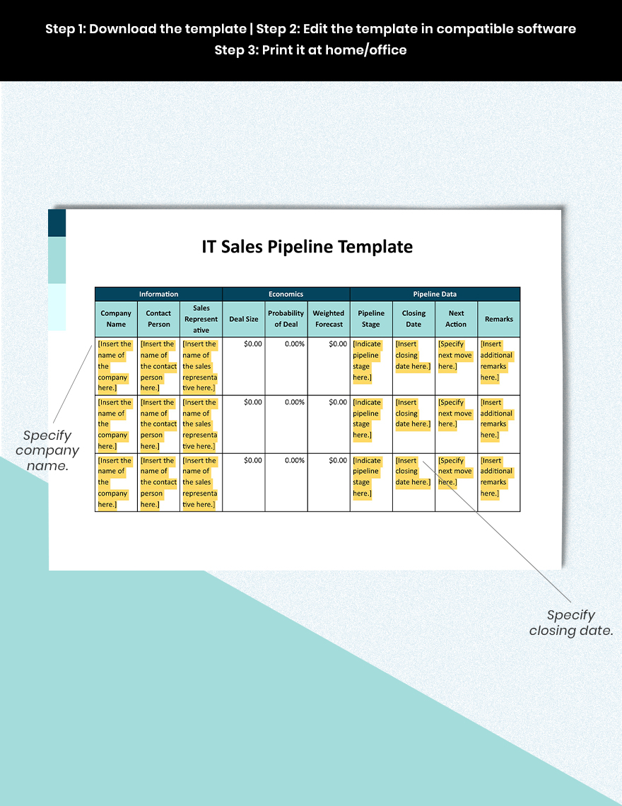 IT Sales Pipeline Template Google Docs Google Sheets Excel Word IT Sales Pipeline Template Google Docs Google Sheets Excel Word