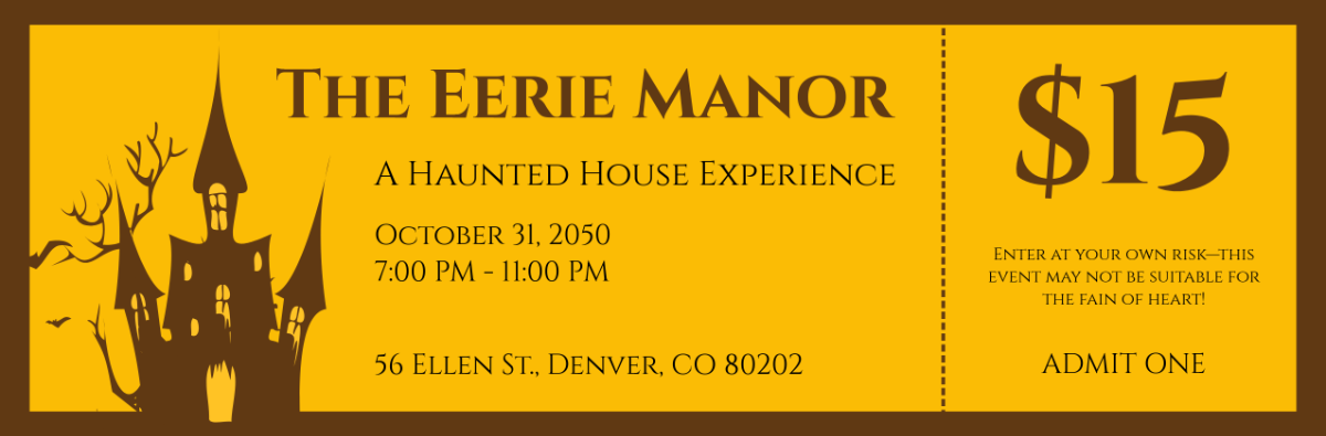 Halloween Haunted House Ticket Template - Edit Online & Download