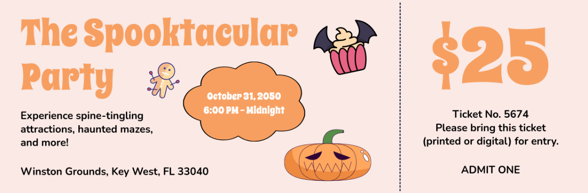 Free Aesthetic Pastel Halloween Ticket Template