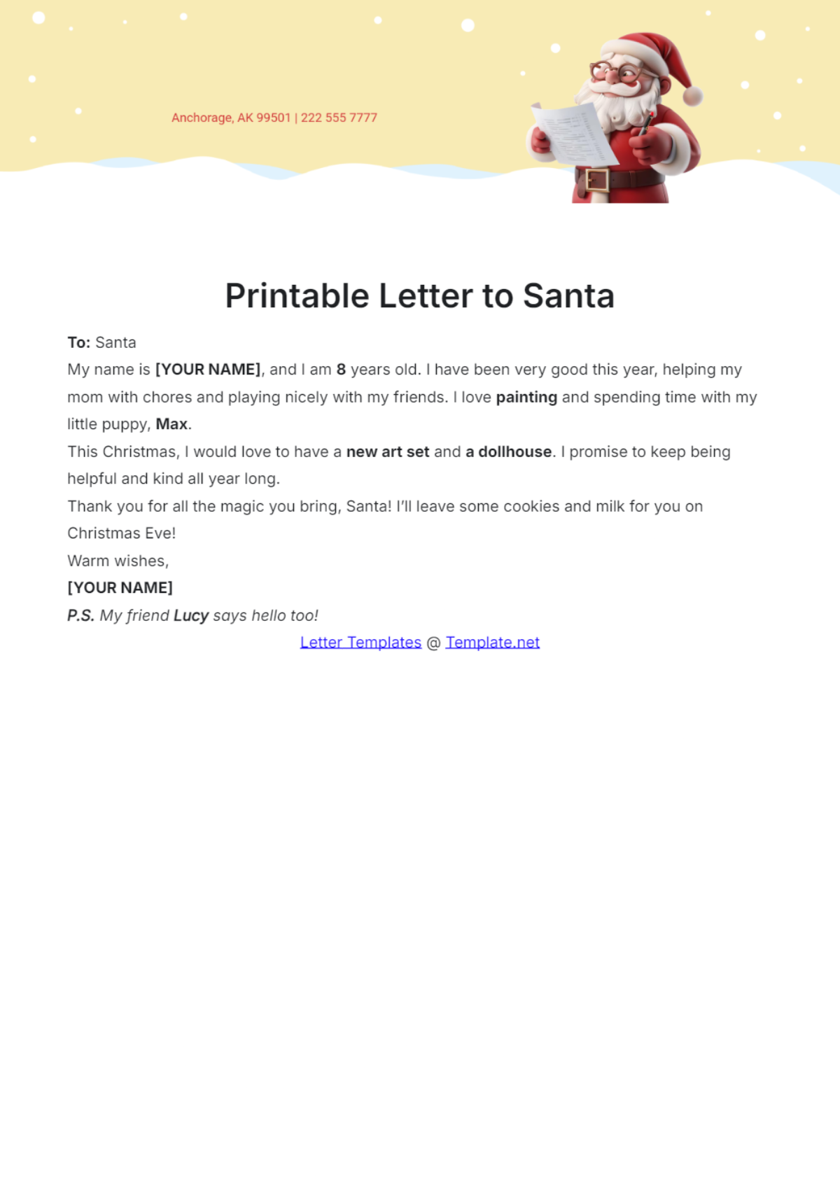 Printable Letter to Santa Template - Edit Online & Download