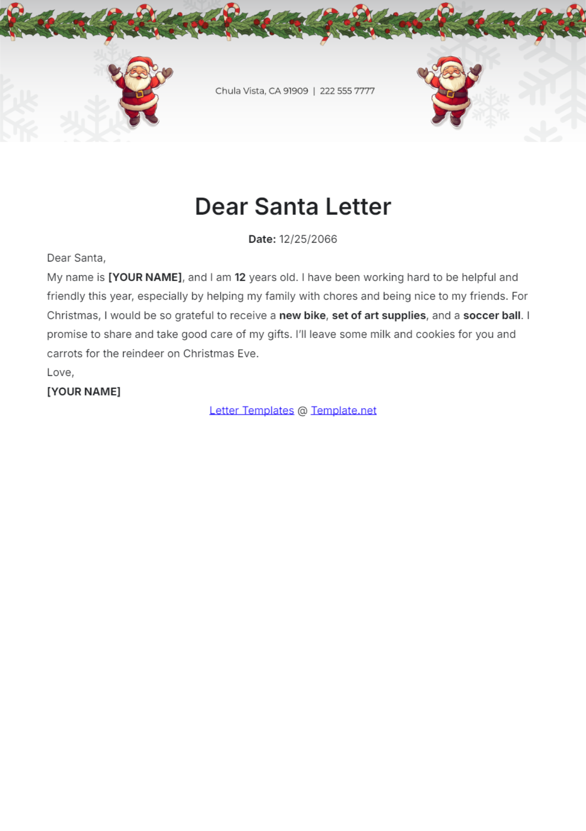 Dear Santa Letter Template - Edit Online & Download