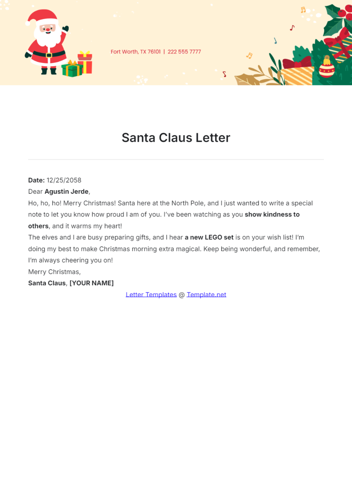 Santa Claus Letter Template - Edit Online & Download